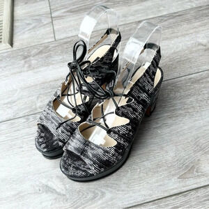 Zinda Snakeskin Chunky Heel Platform Lace Up GLADIATOR Sandals Made in Spain